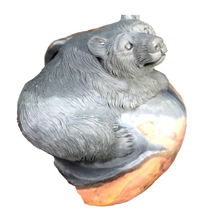 Tabiiy qo'lda ishlangan lynx / panda tosh / qarg'ali o'yilgan haykaltaroshlik 36