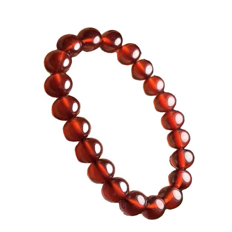 engrospris Naturlig naturlig rød granat runde trands perler Brasil granat 34