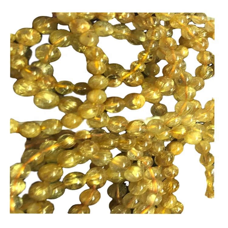 Braccialetti di quarzo rutilazione dorati Braccialetti personalizzabili Braccialetto rotondo Forma rotonda Braccialetto di quarzo Rutilato Gioielli 24