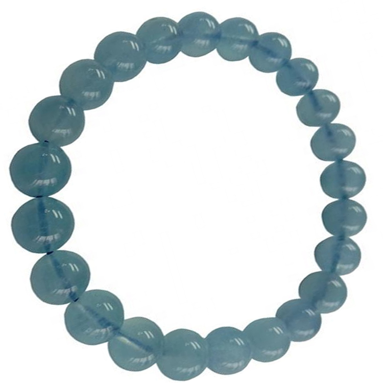 Hot-Sale-Vendita Acquamarina Naturale Perle Bracciale Pietra preziosa Stretch Stretch Clear 8mm Perle rotonde Pietra di guarigione 7