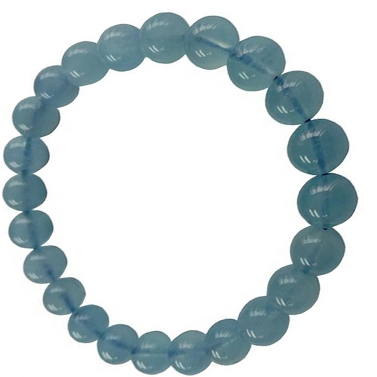 Hot-Sale-Vendita Acquamarina Naturale Perle Bracciale Pietra preziosa Stretch Stretch Clear 8mm Perle rotonde Pietra di guarigione 13