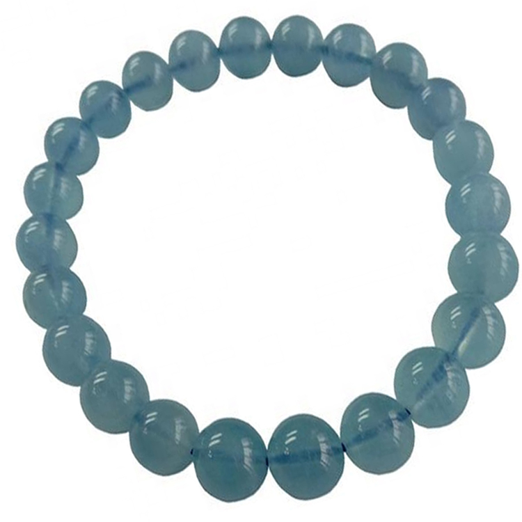 Hot-Sale-Vendita Acquamarina Naturale Perle Bracciale Pietra preziosa Stretch Stretch Clear 8mm Perle rotonde Pietra di guarigione 15