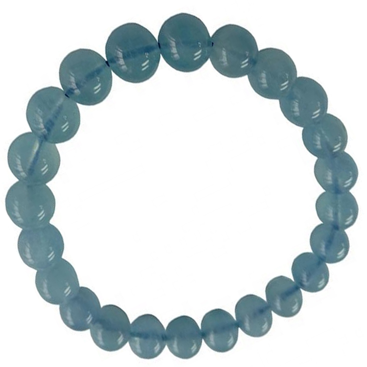 Hot-Sale-Vendita Acquamarina Naturale Perle Bracciale Pietra preziosa Stretch Stretch Clear 8mm Perle rotonde Pietra di guarigione 11