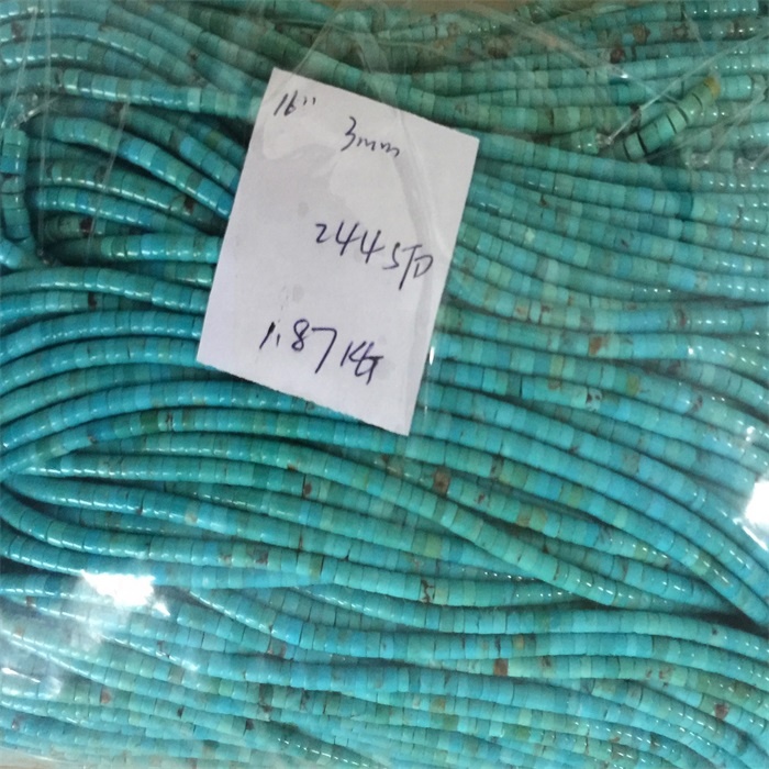 100% Naturalment Kingman Turquoise Heishi żibeġ daqs 2mm-20mm ħafna forom għall-għażla 11