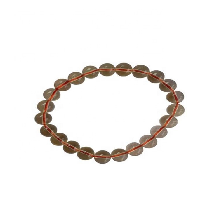Náttúrulegt Citrine 8mm Round Genuine Gemstone Beaded Armband Bead Elastic Armband Skartgripir 34