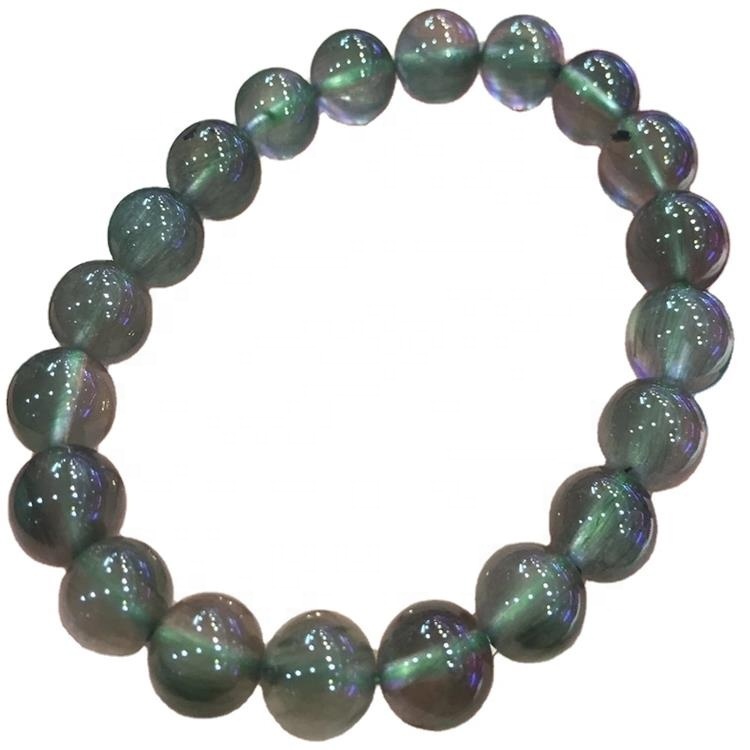 Bracciali per perline rotonde al quarzo rutilazione verde 30