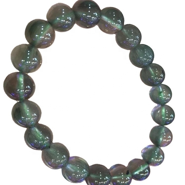 Bracciali per perline rotonde al quarzo rutilazione verde 34