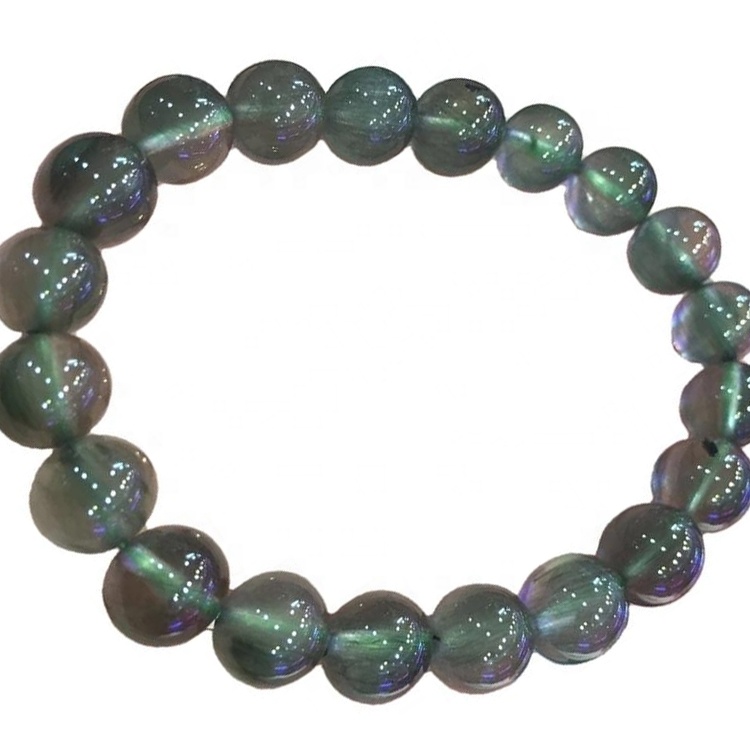 Bracciali per perline rotonde al quarzo rutilazione verde 32