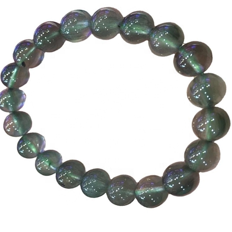 Bracciali per perline rotonde al quarzo rutilazione verde 38
