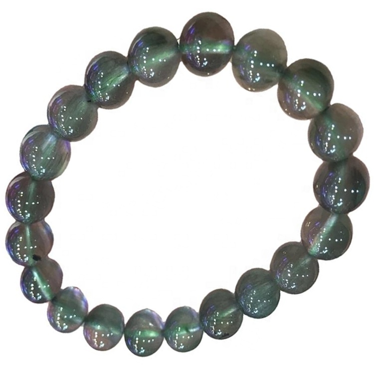 Bracciali per perline rotonde al quarzo rutilazione verde 36