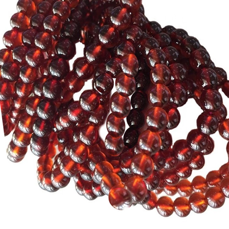 Gioielli con bracciale con perline rotonde di granato rosso naturale 30