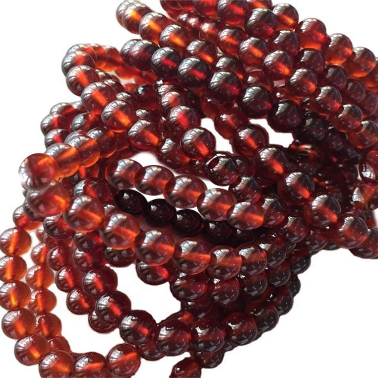 Gioielli con bracciale con perline rotonde di granato rosso naturale 32