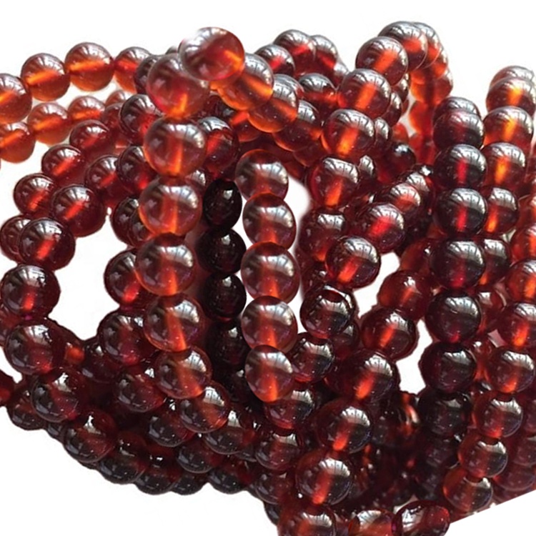 Gioielli con bracciale con perline rotonde di granato rosso naturale 34
