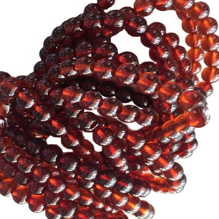 Gioielli con bracciale con perline rotonde di granato rosso naturale 38