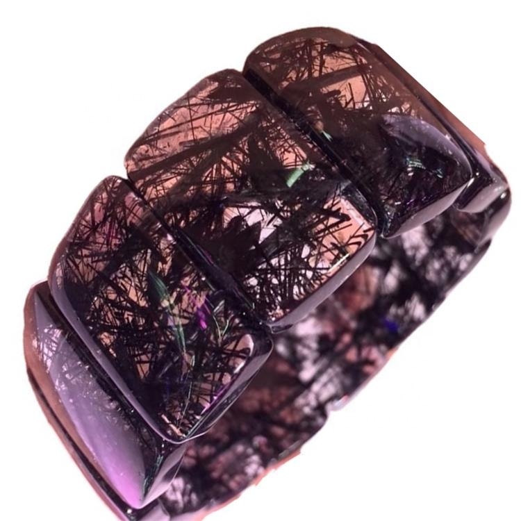 Vòng đeo tay thạch anh màu đen tự nhiên màu đen được đánh bóng cao hạt đá quý năng lượng cho trang sức Làm thiết kế thời trang 34