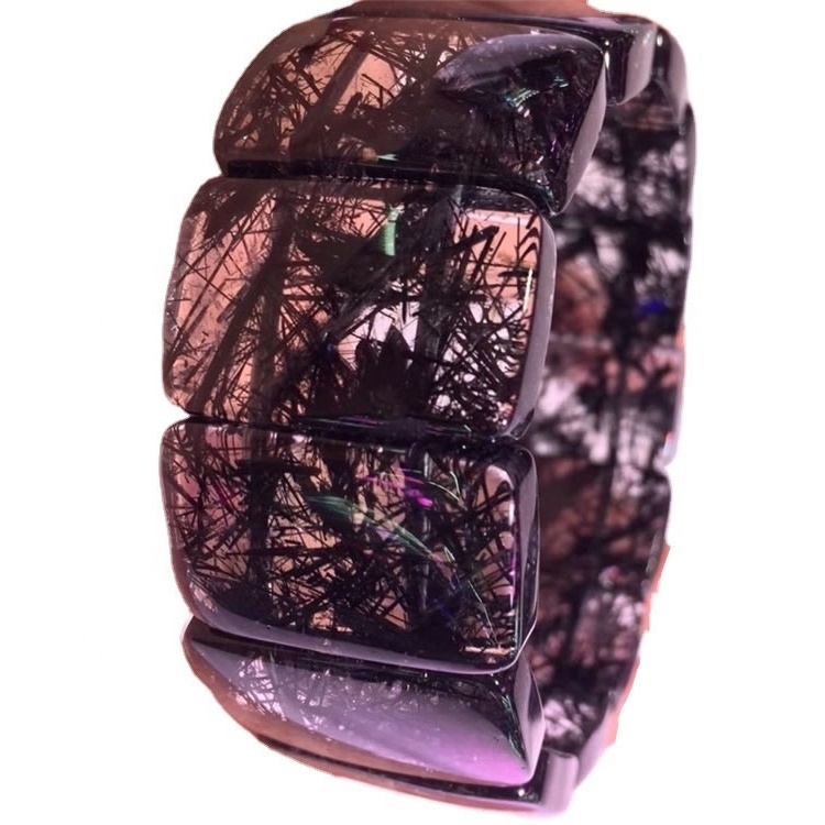 Vòng đeo tay thạch anh màu đen tự nhiên màu đen được đánh bóng cao hạt đá quý năng lượng cho trang sức Làm thiết kế thời trang 32