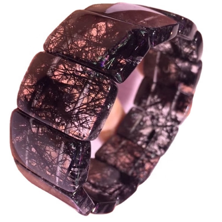 Vòng đeo tay thạch anh màu đen tự nhiên màu đen được đánh bóng cao hạt đá quý năng lượng cho trang sức Làm thiết kế thời trang 38