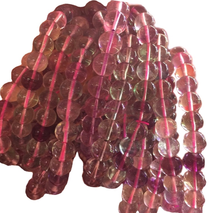 All'ingrosso un grado arcobaleno fluorite perline rotonde, perline della pietra preziosa, mutli-colore 34