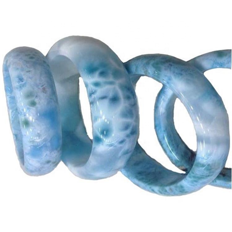 Dominica Natural Larimar Bangle Beads liso y redondo Piedra preciosa 36