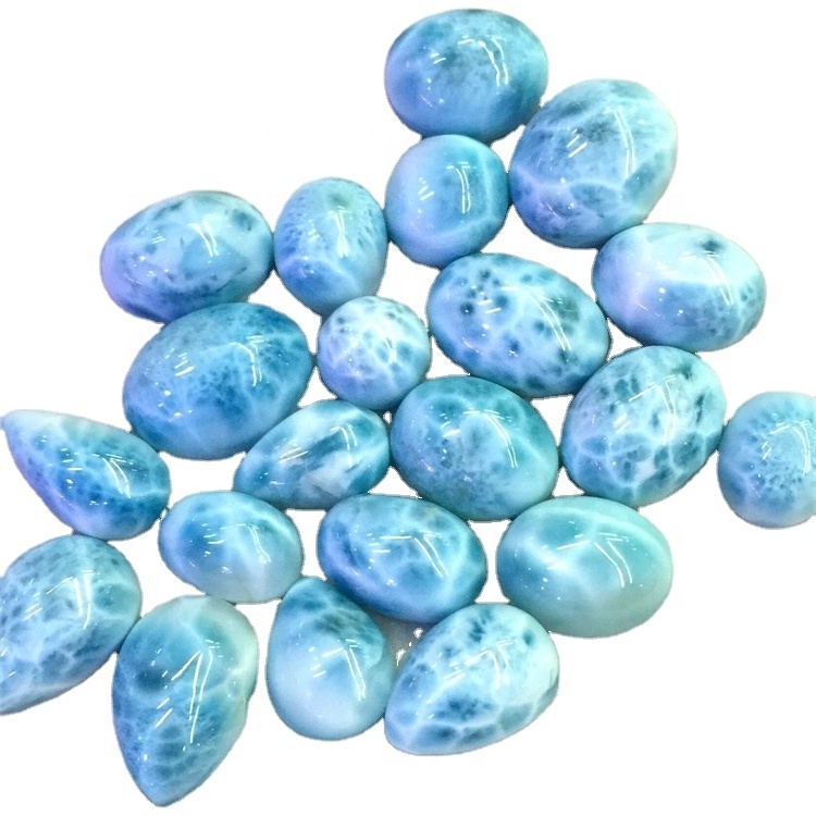 Натурал Ларимар Цабоцхон Лот калибриран Ласемар лабав камени овални ларимар драгуљ 34