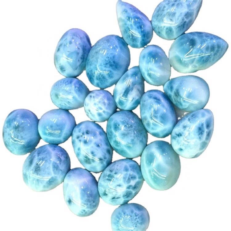 Натурал Ларимар Цабоцхон Лот калибриран Ласемар лабав камени овални ларимар драгуљ 38