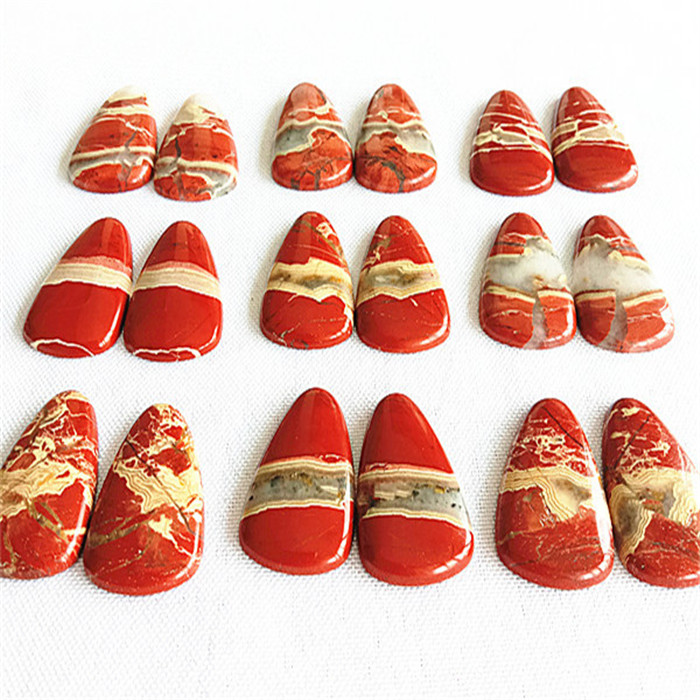 Red Stone Cabochon Pair Mix Shape Gemstone Par Loose Cabochon fyrir Eyrnalokkar Skartgripir Flat Borað Cabochon 36