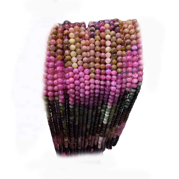 Genuino natural suelto redondo suave colorido tourmalina piedra curación piedras preciosas 7