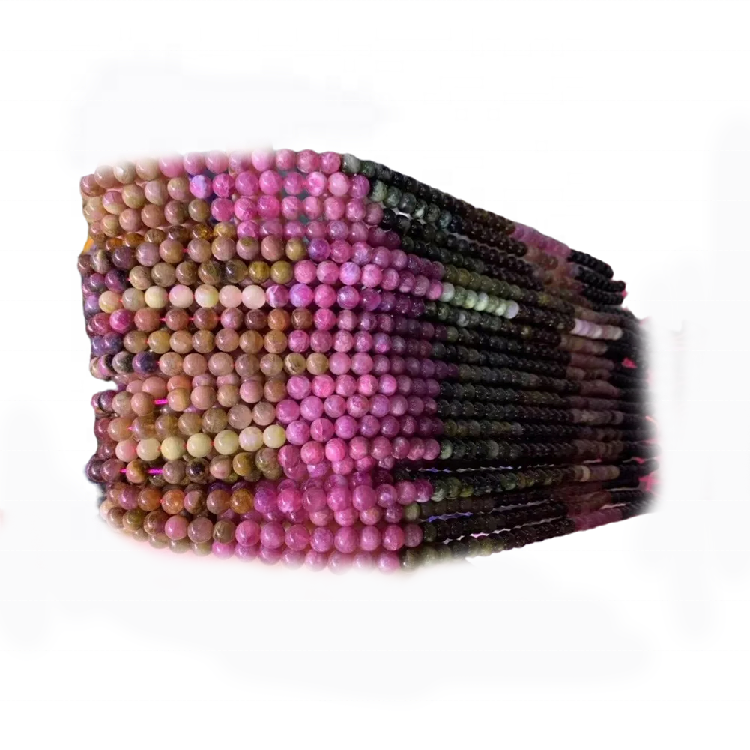 Genuino natural suelto redondo suave colorido tourmalina piedra curación piedras preciosas 9