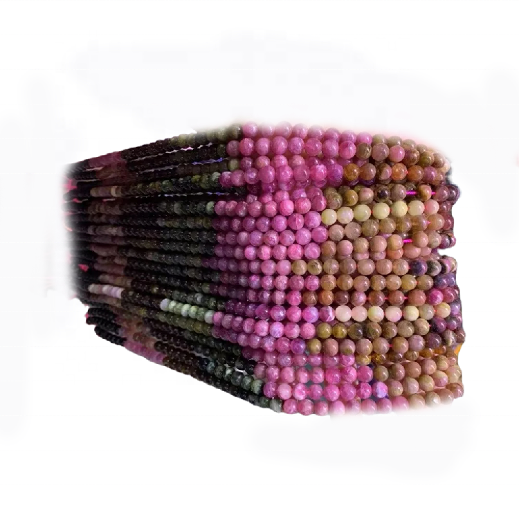 Genuino natural suelto redondo suave colorido tourmalina piedra curación piedras preciosas 13