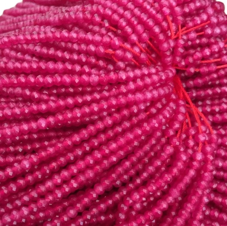 Natuurlike Ruby Faceted 2mm 3mm 4mm ronde krale organiese natuurlike pienk rooi robyn edelsteen 38