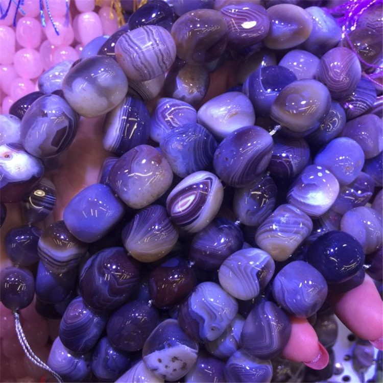 Warm verkoop Natuurlike Purple Zebra Streep Agate Beads Gemstone Strings 38