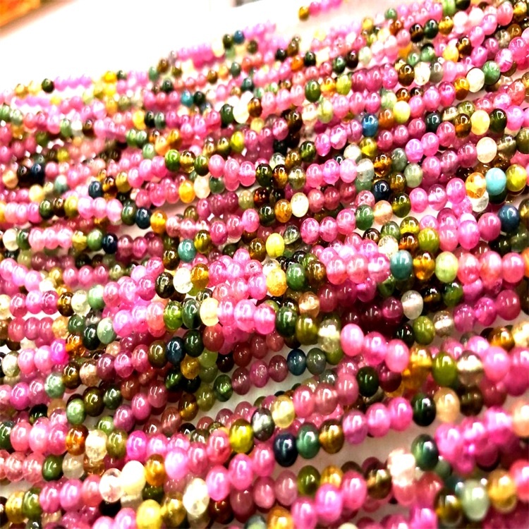 18inch Chất lượng hàng đầu Tourmaline Rubellite Apyrite Vòng hạt vòng tay Trang sức 27
