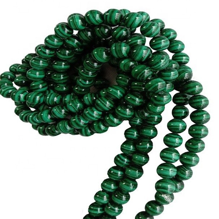 String Hijau Malachite 8mm Round Gemstone Beads 1Strand Membuat Grosir 15