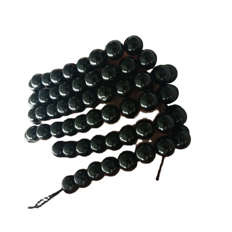 Natural Black Spinel Gemstone Round Perlur 8mm Black Spinel Perlur Strings Skartgripir 13