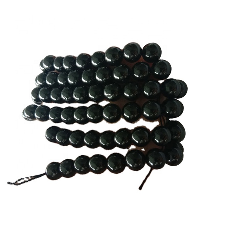 Natural Black Spinel Gemstone Round Perlur 8mm Black Spinel Perlur Strings Skartgripir 15