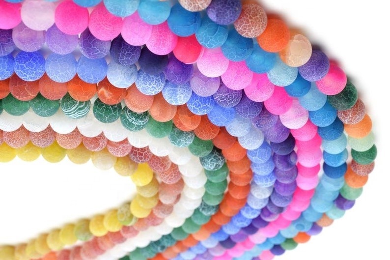 Crackle Agate Perlur Agate Round Perlur Full Strand Heildverslun Gemstones 13