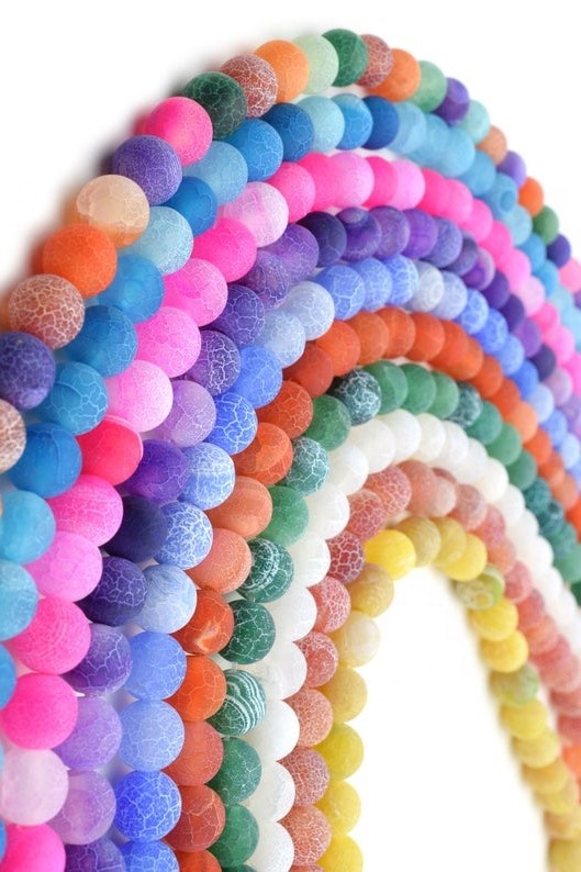 Crackle Agate Perlur Agate Round Perlur Full Strand Heildverslun Gemstones 15