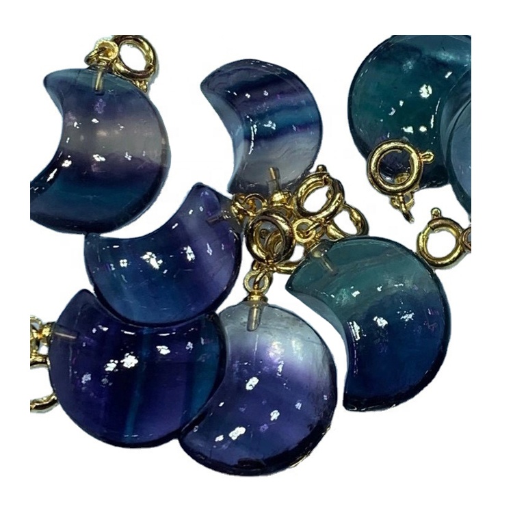 蛍石彫刻ムーンカボションストーンクラフトムーン宝石石の石灰岩月パーソナライズされた 37