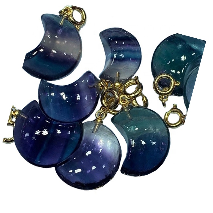 蛍石彫刻ムーンカボションストーンクラフトムーン宝石石の石灰岩月パーソナライズされた 39