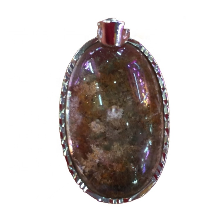 মিশ্রিত রঙ cz প্যাড ডিম আকৃতি প্রাকৃতিক rutilated ফ্যান্টম কোয়ার্টজ মরীচি দুল দুল গয়না 26