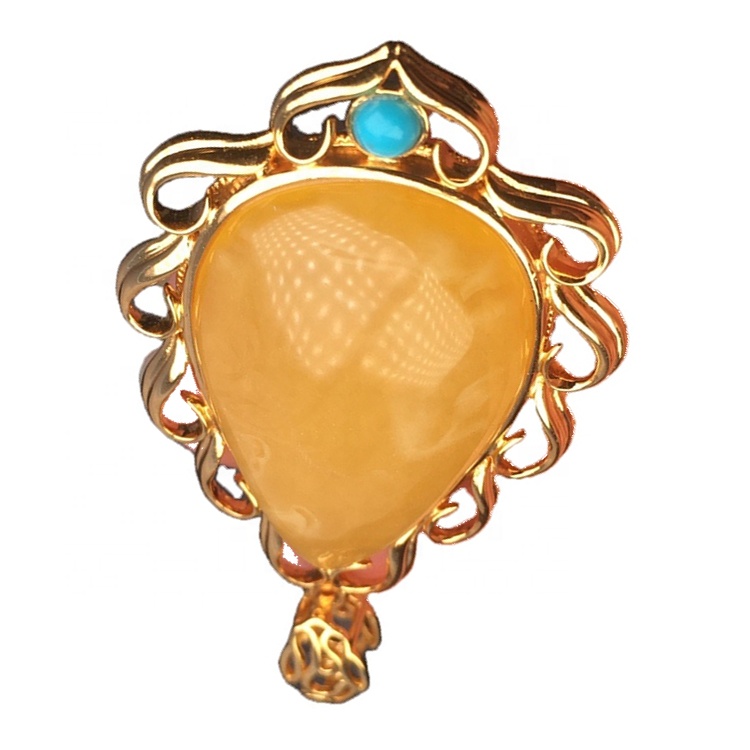 টিয়ারড্রপ-আকৃতি সোনার ধাতুপট্টাবৃত অ্যাম্বার দুল 15