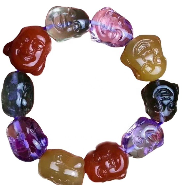 Luonnollinen eri väri Quartz Gemstone Carved Beadle rannekoru tekee tukkumyynti 15