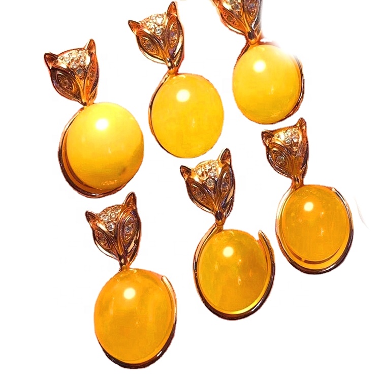 Natural nga ariyos nga ariyos sa amber Teardrop Pendant 38