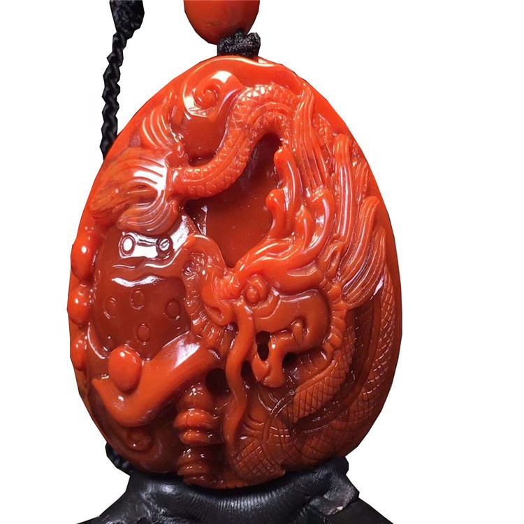 দক্ষিণ লাল Agate Pendant মাছ খোদাই গয়না লাল Nanhong দুল গয়না 36
