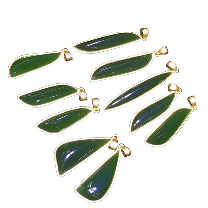 د طبیعي جادایټ سپوږمۍ د پا leaves و شکل ګا jewelry ې ګا jewelry ې 15