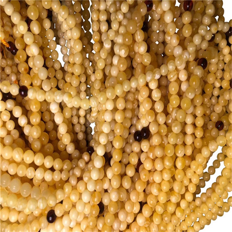 Shanga ya pande zote za amber pande zote asili ya amber shanga jiwe la mawe kwa ajili ya kufanya jeweliy 13