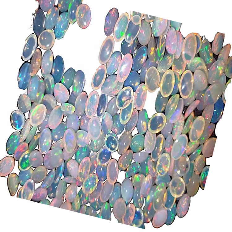 Белло Опал бели натурално опал Цабохонс у округлом и овалном облику у мешавинским бојама за огрлицу 43