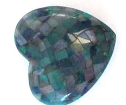 Велепродаја ручно рађене природне Америке ТУРКУОСЕ Обсидиан Хеарт Схапе Мосаиц Цабоцонс 37