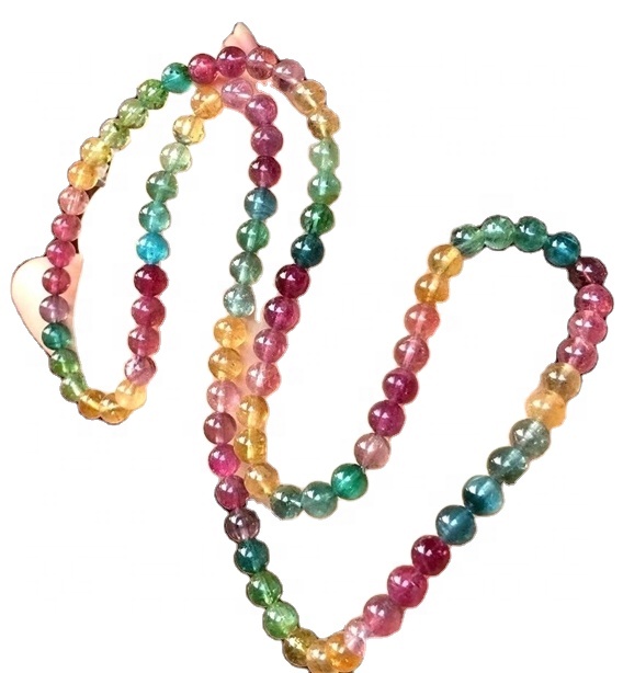 Natural Hecho en casa 8mm Color mezclado Cuentas de cristal de cristal Pulsera Turmalina 13