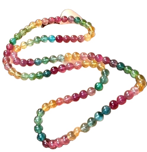 Natural Hecho en casa 8mm Color mezclado Cuentas de cristal de cristal Pulsera Turmalina 15